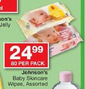 Johnson's Baby Skincare Wipes-80 Per Pack