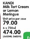 Kandi Milk Tart Cream Or Lemon Meringue-6x750ml