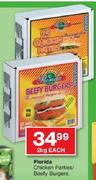 Florida Chicken Patties/Beedy Burgers 2kg-Each