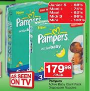 Pampers Active Baby Giant Pack Disposable Nappies-Per pack