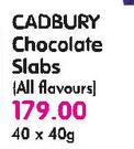 Cadbury Chocolate Slabs(All Flavours)-40 x 40gm