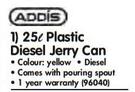 Addis 25Ltr Plastic Diesel Jerry Can