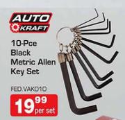 Auto Craft 10 Piece Black Metric Allen Key Set
