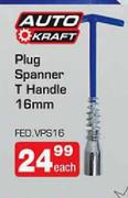 Auto Craft Plug Spanner T Handle 16mm