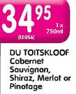 Du Toitskloof Cabernet Sauvignon, Shiraz, Merlot or Pinotage-750ml Each