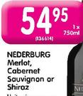 Nederburg Merlot, Cabernet Sauvignon or Shiraz-750ml