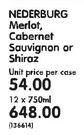 Nederburg Merlot, Cabernet Sauvignon or Shiraz-12 x 750ml