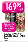 Castle, Hansa or Carling Black Label Can-24 x 440ml