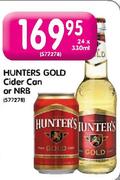 Hunters Gold Cider Can or NRB-24 x 330ml