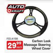 Auto Kraft Carbon Look Massage Steering Wheel Cover-Each