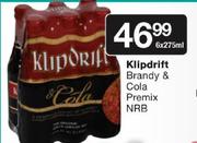 Klipdrift  Brandy & Cola Premix NRB-6 X 275ml