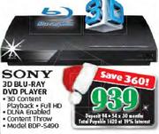 Sony 3D Blu-Ray DVD Player BDP-S490