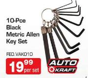 Auto Craft 10 Pce Black Metric Allen Key Set