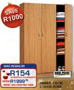 High Point Amber 135Cm 3 Door Robe