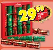 Foil Christmas Crackers 27cm-6 Pack