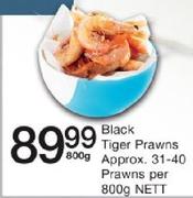 Black Tiger Prawns Approx. 31-40 Prawns-Per 800gm Nett