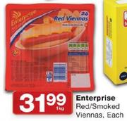Enterprise Red/Smoked Viennas-1kg Each
