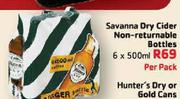 Savanna Dry Cider Non-Returnable Bottles-6x500ml Per Pack