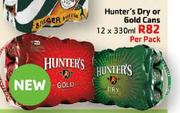 Hunter's Dry Or Gold Cans-12x330ml Per Pack