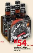 Jack Daniel's & Cola Non-Returnable Bottles-4x340ml Per Pack