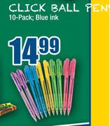 Click Blue Ink Ball Pens-10-Pack