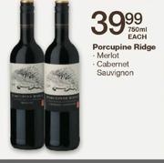 Porcupine Ridge Merlot, Cabernet Sauvignon-750ml Each