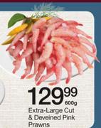 Extra-Large Cut & Deveined Pink Prawns-600G