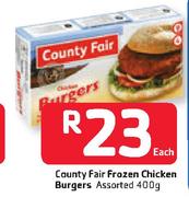 County Fair Frozen Chicken Burgers Assorted- 400g