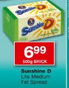 Sunshine D Lite Medium Fat Spread-500g Brick