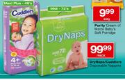 DryNaps/Cuddlers Disposable Nappies-Maxi Plus-48's,Midi-72's Per Pack