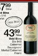 Odd Bins Bin 948 Cabernet Sauvignon/Merlot/Cabernet Franc-750ml Each