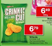 Willards Crinkle Cut Cheese & Onion Chips-125g Each