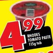 Rhodes Tomato Paste-115g Tub