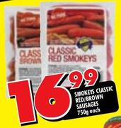 Smokes Classic Red/Brown Sausages-750g Each