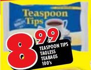 Teaspoon Tips Tagless Teabags-100'S