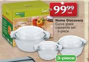 Home Discovery 3 Piece Curve Glass Casserole Set-Per Set