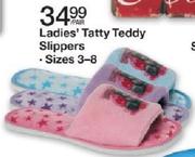 Ladies' Tatty Teddy Slippers Sizes 3-8 -Per Pair