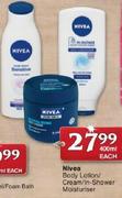 Nivea Body Lotion/Cream/In-Shower Moisturiser-400ml Each