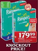 Pampers Active Baby Giant Pack Disposable Nappies-Per Pack