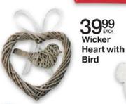 Wicker Heart With Bird Each