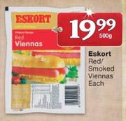 Eskort Red/Smoked Viennas-500gm Each