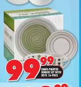 Hand-Painted Dinner Set With Dots-16 Piece