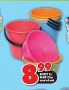 Bucket 9L/Basin 32cm Assorted-Each