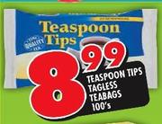 Teaspoon Tips Tagless Teabags-100's
