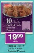 Iceland Frozen Garlic & Herb Breaded Prawns-165gm