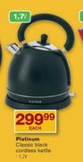 Platinum 1.7L Classic Black Cordless Kettle