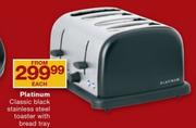 Platinum Classic Black Stainless Steel Toaster With Bread Tray