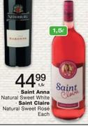 Saint Anna Natural Sweet White Saint Claire Natural Sweet Rose-1.8L Each