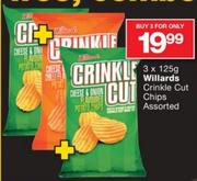 Willards Crinkle Cut Chips Assorted-3x125g