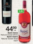 Saint Anna Natural Sweet White, Saint Claire Natural Sweet Rose-1.5L Each
